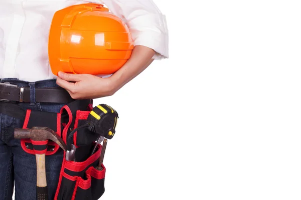 Ingeniera femenina con casco naranja —  Fotos de Stock