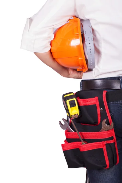 Female engineer with an orange helmet — Stock Photo, Image