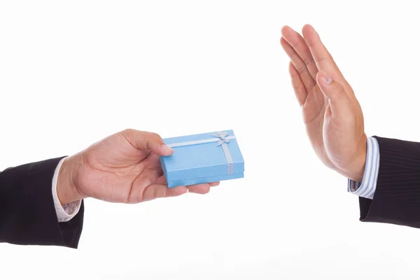 Businessman refuses gift — Stock Photo, Image