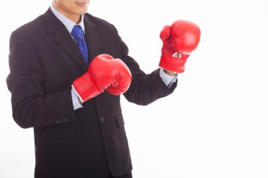 işadamı kırmızı boks eldiven