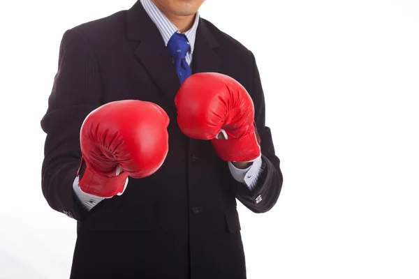 Empresario en guantes de boxeo rojos —  Fotos de Stock