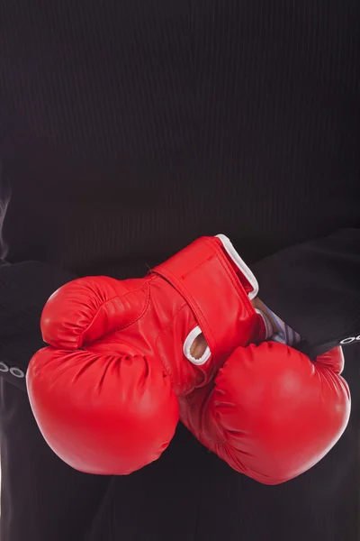 Podnikatel v červené Boxerské rukavice — Stock fotografie