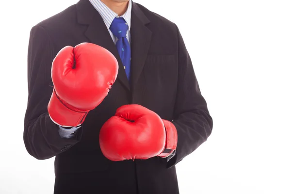 Empresario en guantes de boxeo rojos —  Fotos de Stock