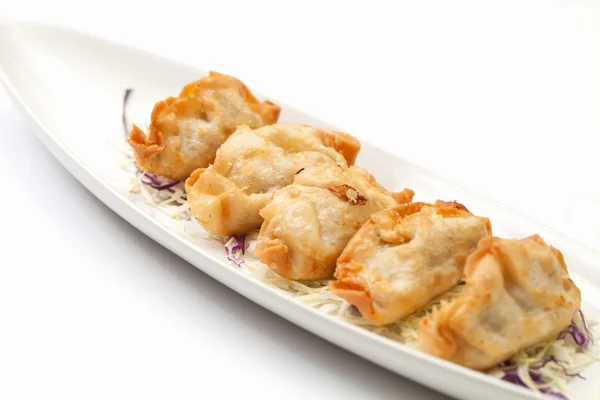 Gyoza auf einem weißen Teller. — Stockfoto