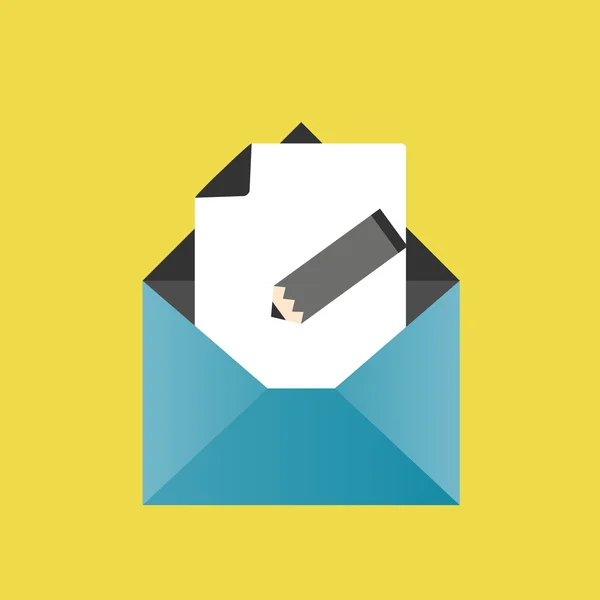 Potlood, brief, envelop, papier. vector eps10 — Stockvector