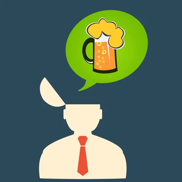 Icon man thinks about beer — Stock Vector