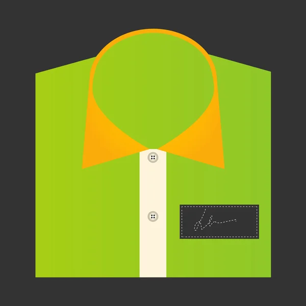 Camisa dobrada a cores com conceito de design de crachá — Vetor de Stock