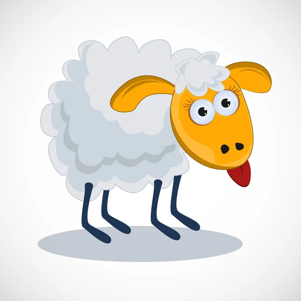 Grappige schapen met zijn tong opknoping uit. vector — Stockvector