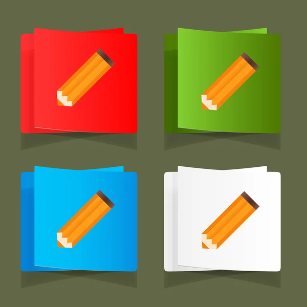 Set of simple icons pencil orange eps — Stock Vector