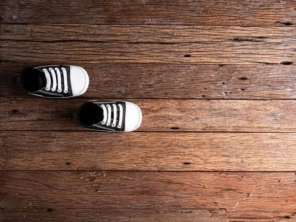 Lovely Baby Shoes Wooden Background Prepare Baby Concept — Stock Photo, Image