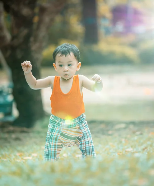 Close Shot Cute Asian Baby Lovely Actions Outdoor Nature Health — Stock Photo, Image
