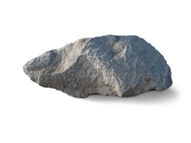 Beyaz arka planda izole edilmiş büyük taş granit.