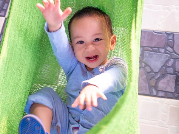 Cute Child Smiling Action Showing Some Small Teeth His Mouth — Stock Photo, Image