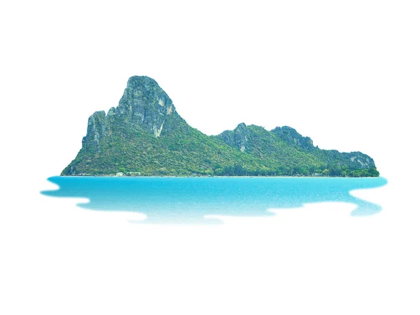 Ilha Pedra Com Árvores Mar Isolado Backgroun Branco — Fotografia de Stock