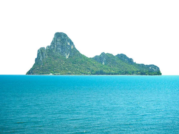 Ilha Pedra Com Árvores Mar Isolado Backgroun Branco — Fotografia de Stock