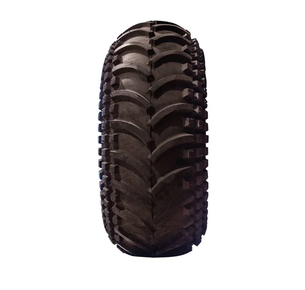 Black Rubber Tyre Wheel Automotive Vehicle Isolated White Background — Stock Photo, Image