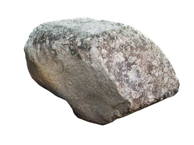 Beyaz sırtüstü izole edilmiş büyük taş granit.