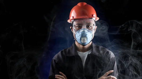 Werknemers Met Volledige Beschermingsmiddelen Voor Het Werk Risicosfeer Zoals Gevaarlijk — Stockfoto