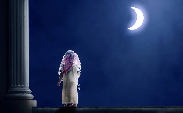Heureux Asiatique Petit Enfant Jouer Dans Nuit Ramadan Mois Islam — Photo