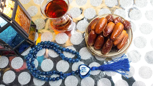 Ramadán Étel Hagyományos Muszlim Kultúra Élelmiszer Ramadán Kareem Éjszaka Rózsafüzér — Stock Fotó