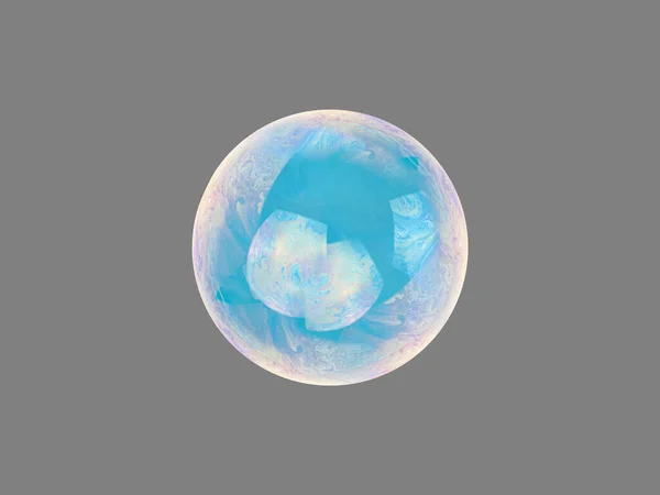 Пузырь Супа Изолирован Сером Фоне Отражением Круглой Поверхности — стоковое фото