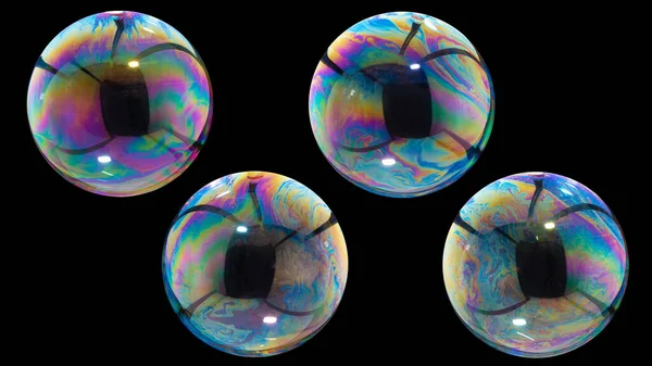 Soup Bubble Isolated Cyan Background Showing Reflection Its Surface — Stock Photo, Image