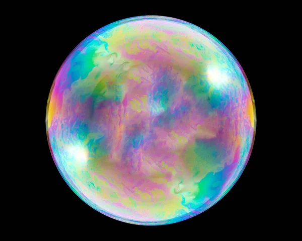 Burbuja Sopa Aislada Sobre Fondo Cian Mostrando Reflexión Sobre Superficie — Foto de Stock