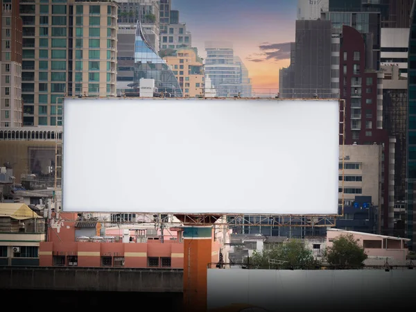 Afternoon Scene Blank Advertising Big Bilboard Installed Outdoor City Backgroun — Stock Photo, Image