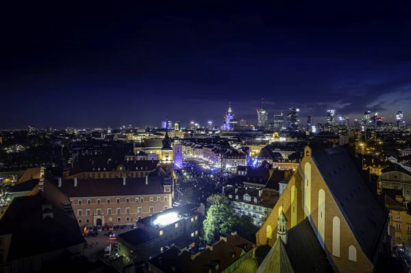 Warschau Polen Luchtfoto Van Stad Manifestatie Het Koninklijk Plein Tegen — Stockfoto