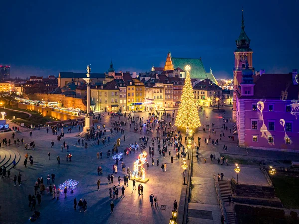 Varsó Karácsonyfa Vártéren — Stock Fotó
