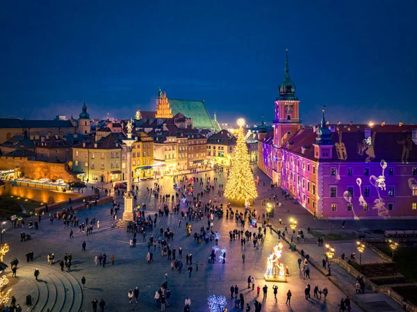 Varşova Castle Meydanı Ndaki Noel Ağacı — Stok fotoğraf