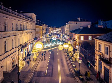 Warsaw, Christmas illumination on Nowy wiat clipart