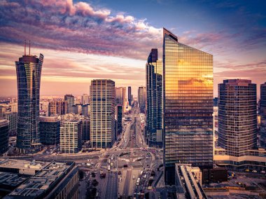 Varşova, Polonya. Şehrin havadan görünüşü 