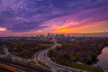 Varşova, Polonya. Şehrin havadan görünüşü