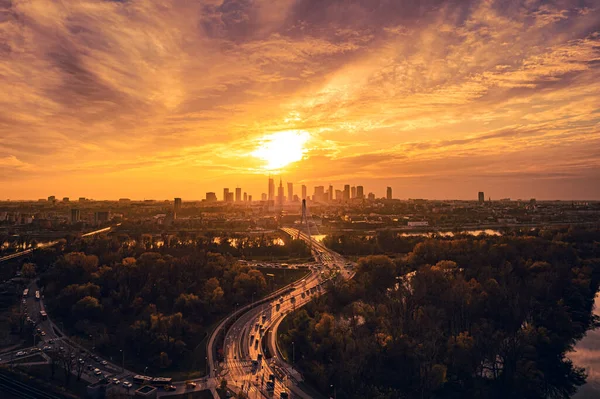Varsóvia Polónia Vista Aérea Cidade — Fotografia de Stock