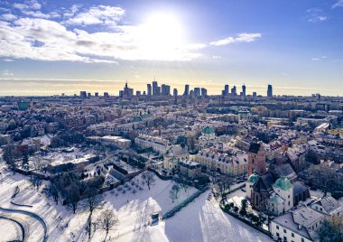 Varşova, Polonya. Şehrin havadan görünüşü
