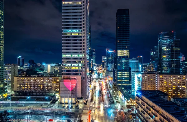 Warschau Polen Luftaufnahme Der Stadt Finale Des Großen Orchesters Der — Stockfoto
