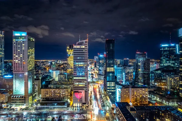 Warsaw Poland Aerial View City Finale Great Orchestra Christmas Charity — Stock Photo, Image