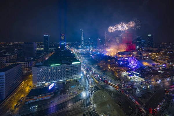 Warschau Polen Luchtfoto Van Stad Finale Van Het Grote Orkest — Stockfoto
