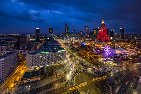 Warschau Polen Luchtfoto Van Stad Finale Van Het Grote Orkest — Stockfoto