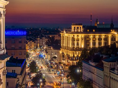 Varşova, Polonya. Şehrin havadan görünüşü