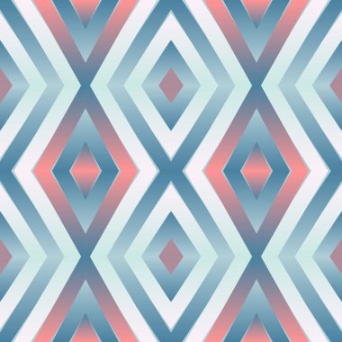 Geometrik fayanslı yama işi pürüzsüz desensiz vektör çizimi Pastel mavi beyaz gradyan renkler soyut çizgiler grafik arkaplan lekeli fütüristik sanat duvar kağıdı mozaiği