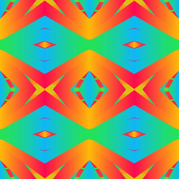 Geometric Tile Unusual Patchwork Seamless Pattern Vector Illustration Neon Gradient — Stock Vector