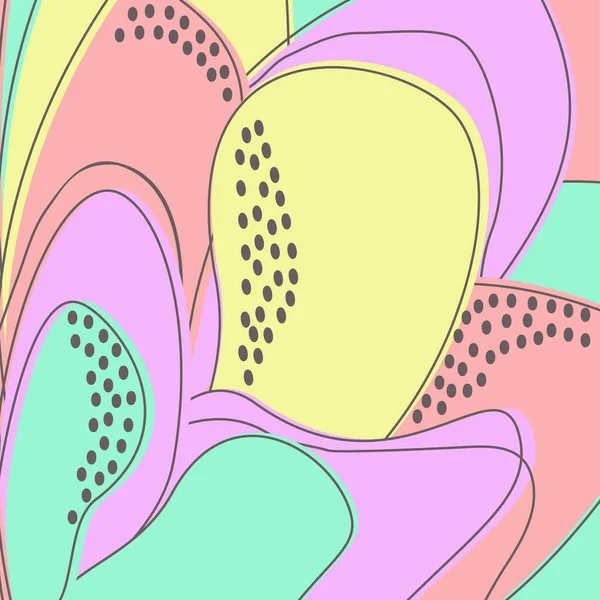 Formas Abstractas Coloridas Dibujadas Doodle Objetos Florales Líneas Pétalos Puntos — Archivo Imágenes Vectoriales