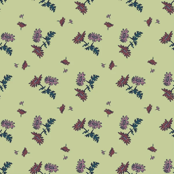 El çizimi kır çiçekleri açar. Şirin, çiçekli, soyut, dikişsiz desen. Botanik çiçek duvar kâğıdı. Vektör illüstrasyon grafik tasarım moda, tekstil, ambalaj, baskı. Moda pastel renkler