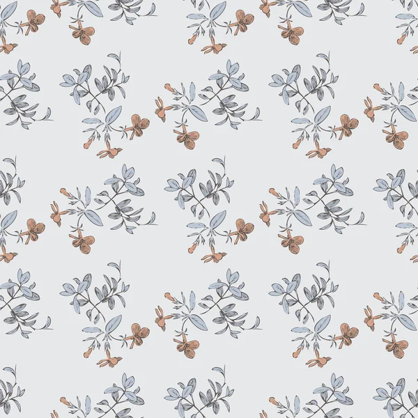 Hand Draw Bloom Wildflowers Cute Floral Abstract Background Seamless Pattern — Stok Vektör