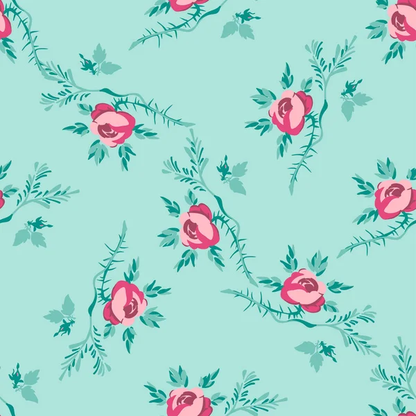 Bright Blossom Drawing Botanical Rose Pattern Floral Abstract Wallpaper Cute — Vetor de Stock
