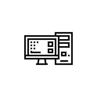 Bilgisayar vektör simgesi. bilgisayar bileşeni ana hatları biçimi. Logo, sunum, web sitesi ve daha fazlası için mükemmel bir kullanım. Basit modern simge tasarım biçimi