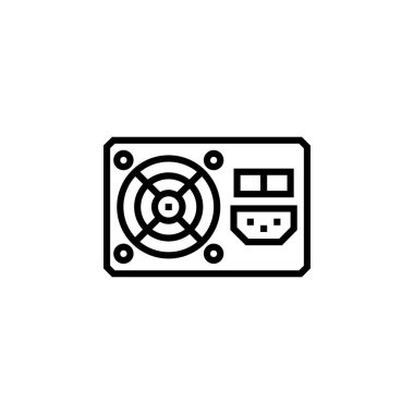 Güç kaynağı vektör simgesi. bilgisayar bileşeni ana hatları biçimi. Logo, sunum, web sitesi ve daha fazlası için mükemmel bir kullanım. Basit modern simge tasarım biçimi