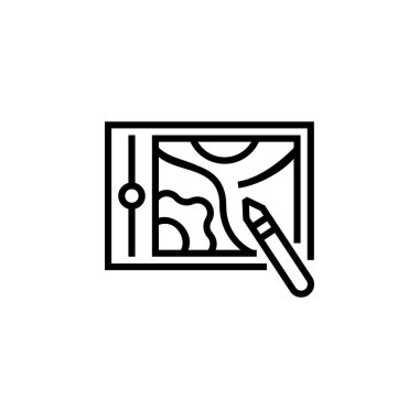 kalem ekran vektör simgesi. bilgisayar bileşeni ana hatları biçimi. Logo, sunum, web sitesi ve daha fazlası için mükemmel bir kullanım. Basit modern simge tasarım biçimi